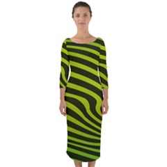 Wave Green Quarter Sleeve Midi Bodycon Dress by HermanTelo