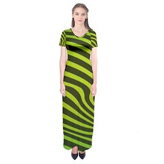 Wave Green Short Sleeve Maxi Dress