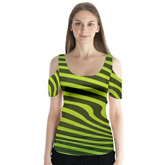 Wave Green Butterfly Sleeve Cutout Tee 