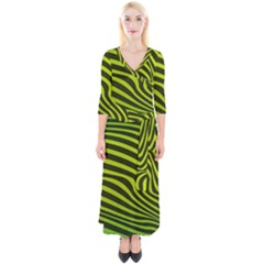 Wave Green Quarter Sleeve Wrap Maxi Dress