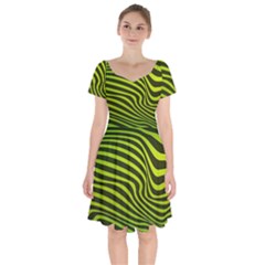 Wave Green Short Sleeve Bardot Dress by HermanTelo