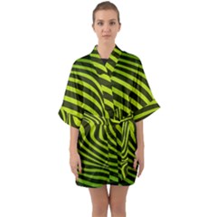 Wave Green Quarter Sleeve Kimono Robe