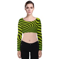 Wave Green Velvet Long Sleeve Crop Top