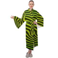 Wave Green Maxi Tie Front Velour Kimono by HermanTelo