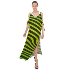 Wave Green Maxi Chiffon Cover Up Dress