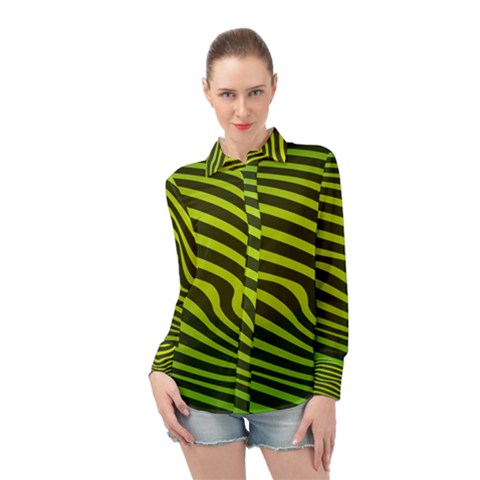 Wave Green Long Sleeve Chiffon Shirt by HermanTelo