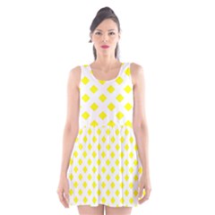 Yellow White Scoop Neck Skater Dress