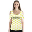 Yellow White Butterfly Sleeve Cutout Tee  View1