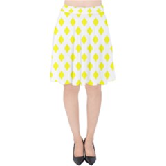 Yellow White Velvet High Waist Skirt