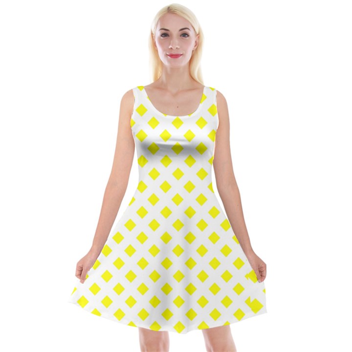 Yellow White Reversible Velvet Sleeveless Dress