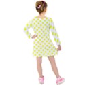 Yellow White Kids  Long Sleeve Velvet Dress View2