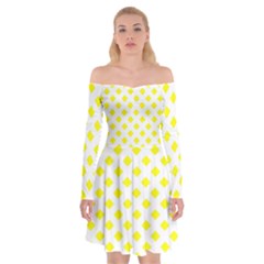 Yellow White Off Shoulder Skater Dress