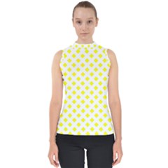 Yellow White Mock Neck Shell Top