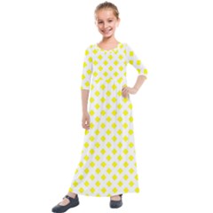 Yellow White Kids  Quarter Sleeve Maxi Dress by HermanTelo