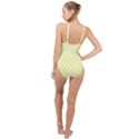 Yellow White High Neck One Piece Swimsuit View2