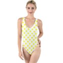 Yellow White High Leg Strappy Swimsuit View1