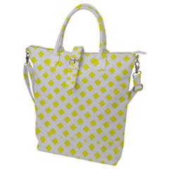 Yellow White Buckle Top Tote Bag