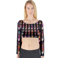 Texture Abstract Long Sleeve Crop Top