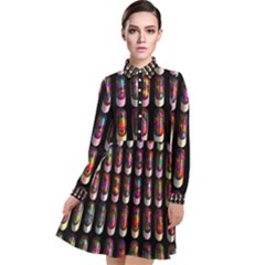 Texture Abstract Long Sleeve Chiffon Shirt Dress