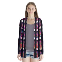 Texture Abstract Drape Collar Cardigan