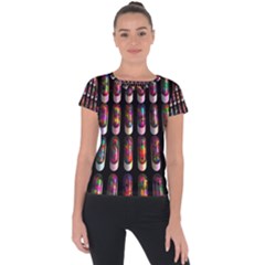 Texture Abstract Short Sleeve Sports Top 