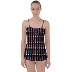 Texture Abstract Babydoll Tankini Set