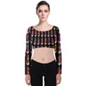 Texture Abstract Velvet Long Sleeve Crop Top View1