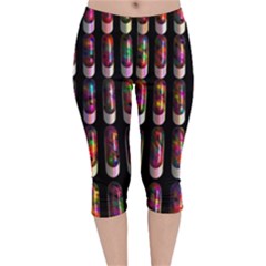 Texture Abstract Velvet Capri Leggings 