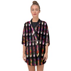 Texture Abstract Half Sleeve Chiffon Kimono