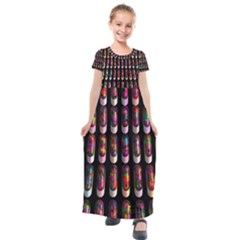 Texture Abstract Kids  Short Sleeve Maxi Dress