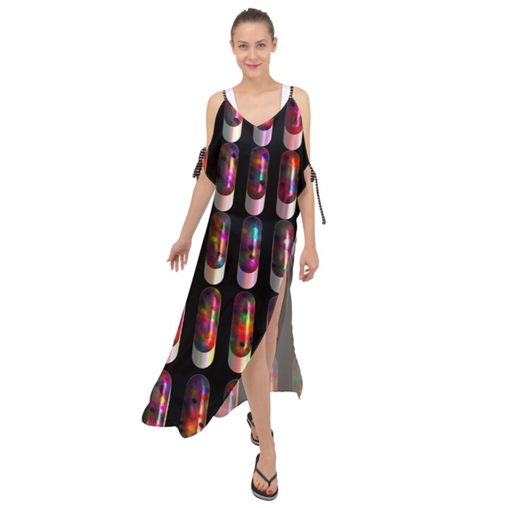 Texture Abstract Maxi Chiffon Cover Up Dress