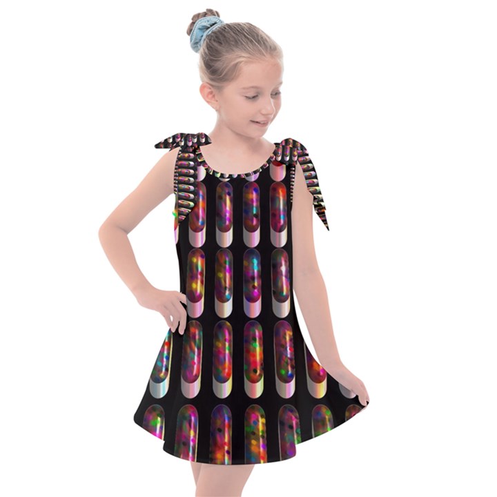 Texture Abstract Kids  Tie Up Tunic Dress