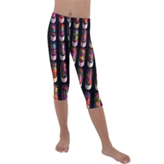 Texture Abstract Kids  Lightweight Velour Capri Leggings 