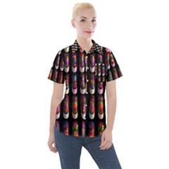 Texture Abstract Women s Short Sleeve Pocket Shirt