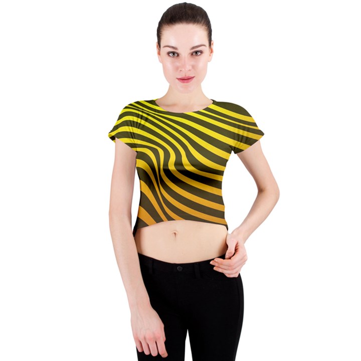 Wave Line Curve Abstract Crew Neck Crop Top