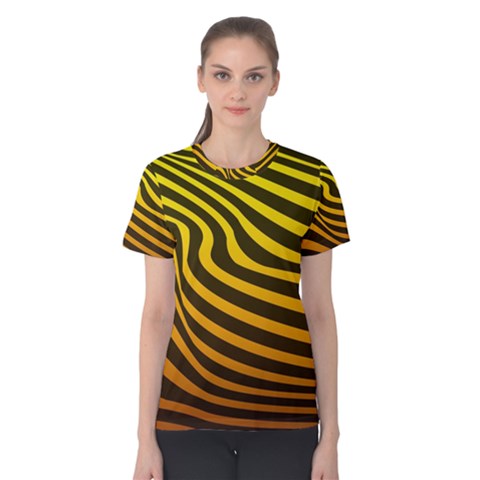 Wave Line Curve Abstract Women s Cotton Tee by HermanTelo