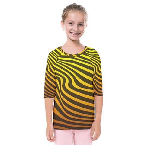 Wave Line Curve Abstract Kids  Quarter Sleeve Raglan Tee by HermanTelo