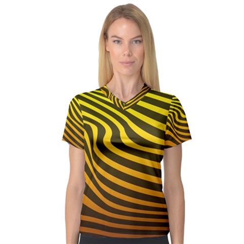 Wave Line Curve Abstract V-neck Sport Mesh Tee by HermanTelo