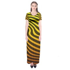 Wave Line Curve Abstract Short Sleeve Maxi Dress by HermanTelo