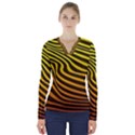 Wave Line Curve Abstract V-Neck Long Sleeve Top View1