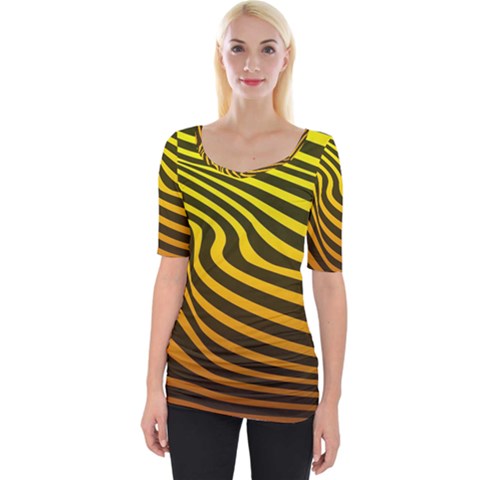 Wave Line Curve Abstract Wide Neckline Tee by HermanTelo