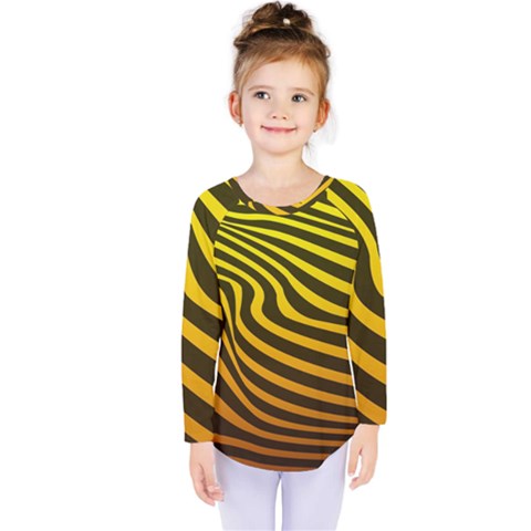 Wave Line Curve Abstract Kids  Long Sleeve Tee by HermanTelo