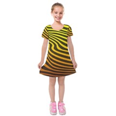 Wave Line Curve Abstract Kids  Short Sleeve Velvet Dress by HermanTelo