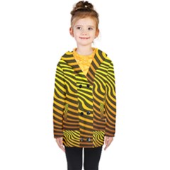 Wave Line Curve Abstract Kids  Double Breasted Button Coat