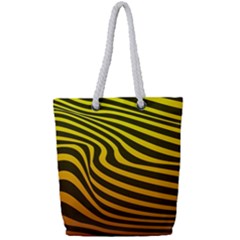 Wave Line Curve Abstract Full Print Rope Handle Tote (small)