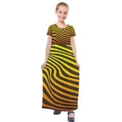 Wave Line Curve Abstract Kids  Short Sleeve Maxi Dress by HermanTelo