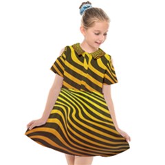 Wave Line Curve Abstract Kids  Short Sleeve Shirt Dress