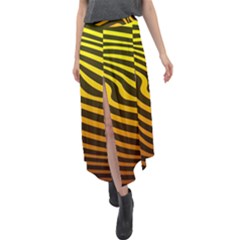 Wave Line Curve Abstract Velour Split Maxi Skirt