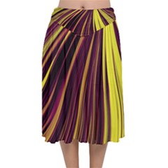 Lines Swinging Fantasy Velvet Flared Midi Skirt by Bajindul