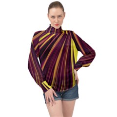 Lines Swinging Fantasy High Neck Long Sleeve Chiffon Top